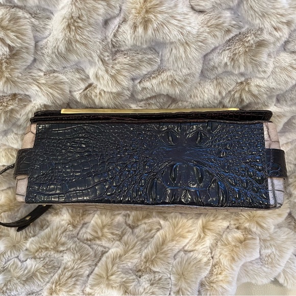 Brahmin Croc Embossed Leather Shoulder Handbag Dark Brown and Tan- BRAND NEW - Picture 7 of 12